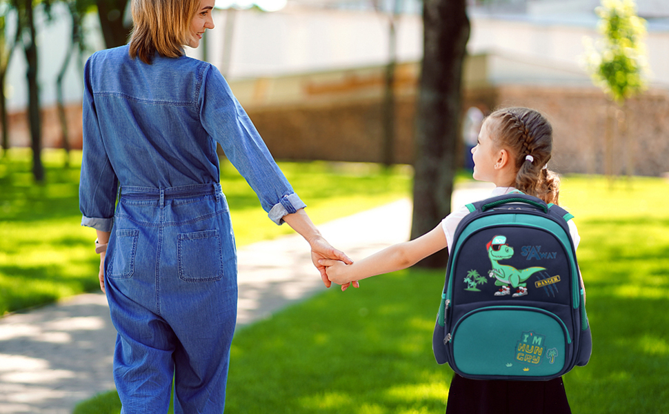 Дитячий рюкзак для хлопчика Кіндерруксзак з динозавром, водонепроникний, для дошкільнят та молодших школярів (зелений)