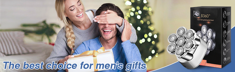 Електричний голкострум для голивної голови Glatzen Rasierer: 7D плаваюча головка, ротаційний голкострум 6-в-1, вологостійкий, для догляду за обличчям (сріблястий)