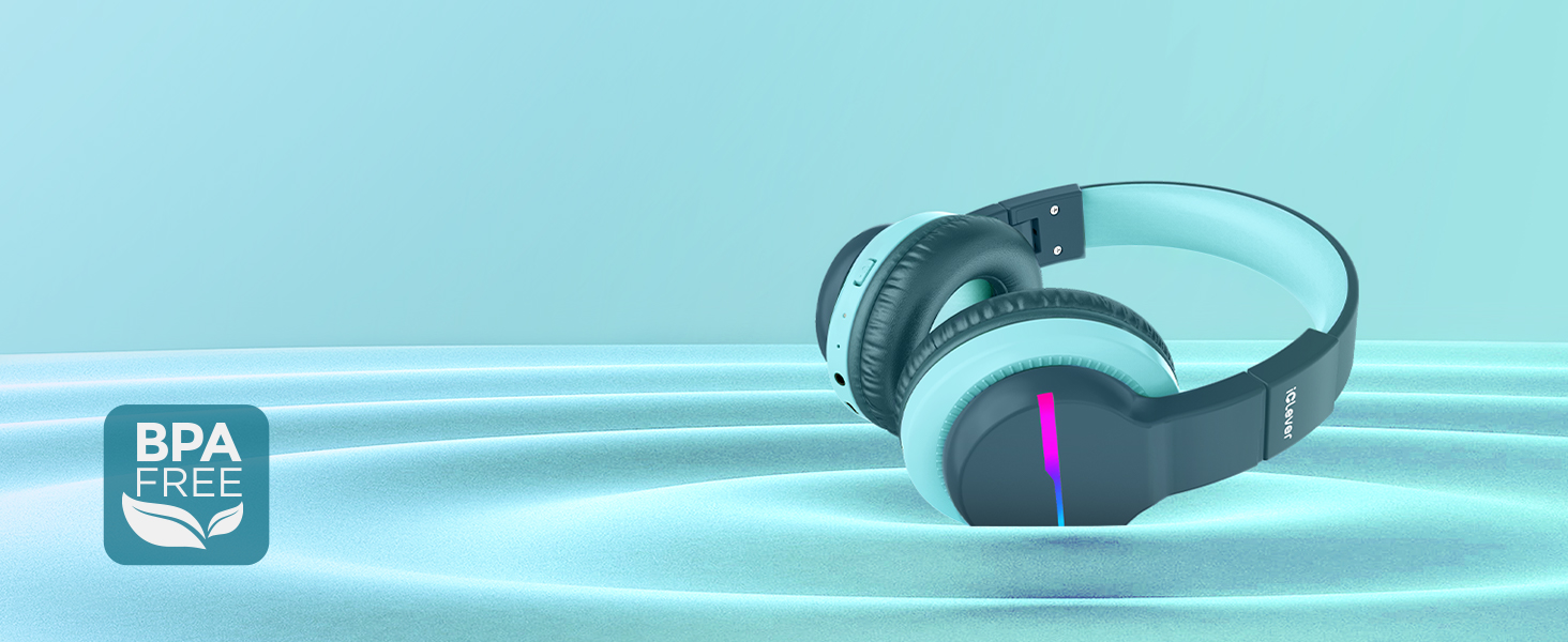 iClever навушники Bluetooth для дітей з LED-підсвіткою, Over-Ear, обмеження гучності 74/85dBA, 85 годин роботи, Bluetooth 5.2, мікрофон, BTH12, зелені