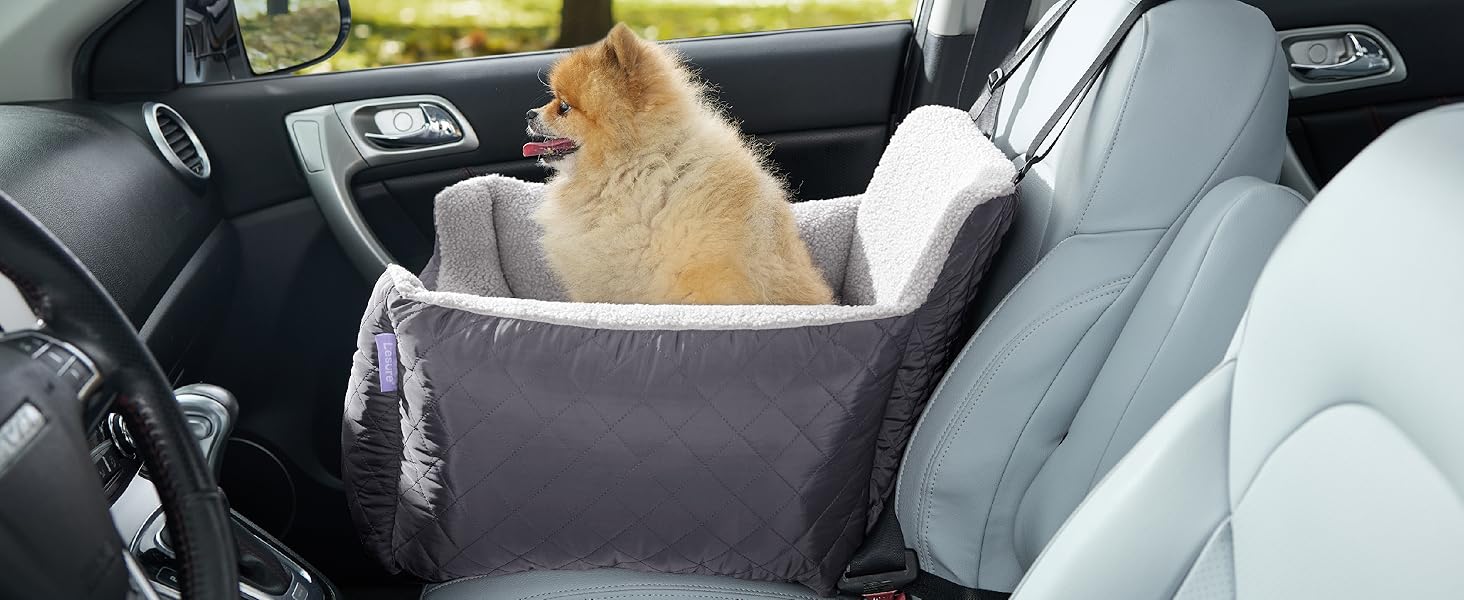 Автокрісло для собак Lesure - водовідштовхувальне, для маленьких собак, з поворотком для повідка, темно-сіре