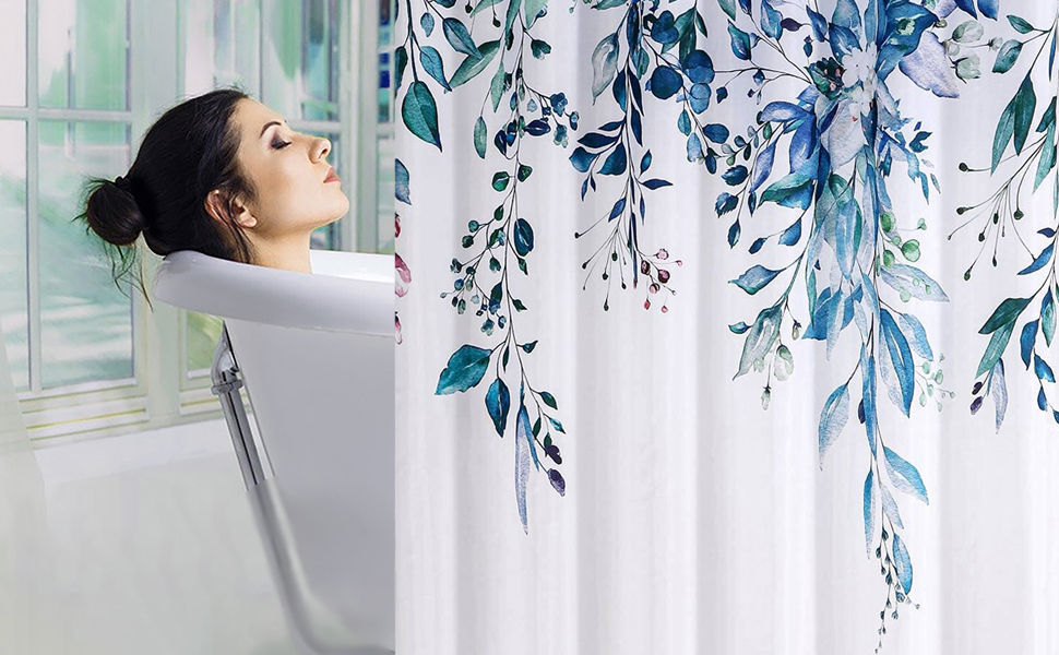 Шторка для душу REZAYMRS, 180x200 см, водонепроникна, з 12 гачками, поліестер, зелена, для ванної кімнати