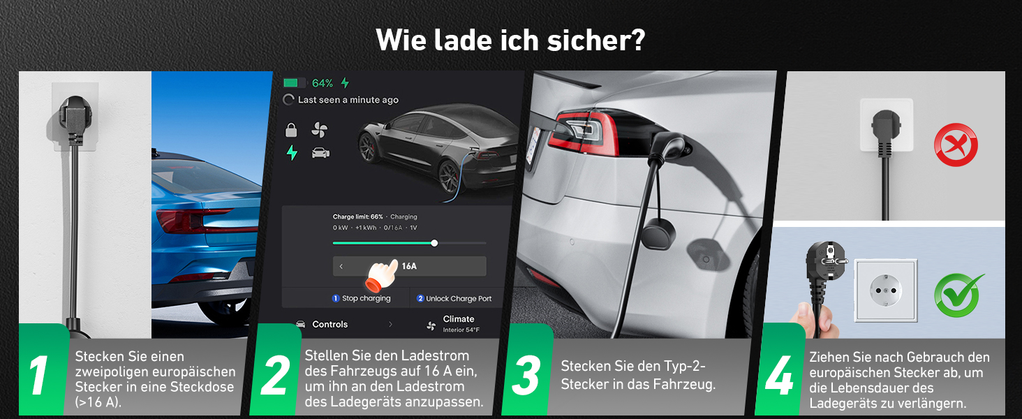 Кабель для зарядки електромобіля Evjuicion Typ 2 Schuko, 3.68kW, 6м, 16A, з індикатором, IP67, для ID.3/4, X1, 5ER, Model Y/3 та інших електромобілів