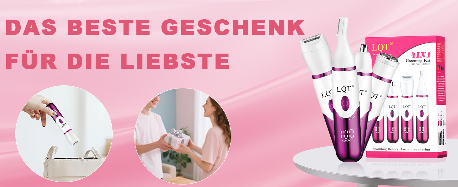 Електричний жіночий триммер 4-в-1 з LED-дисплеєм: для обличчя, брів, бікіні. Розроблено спеціально для жінок. Білий колір.