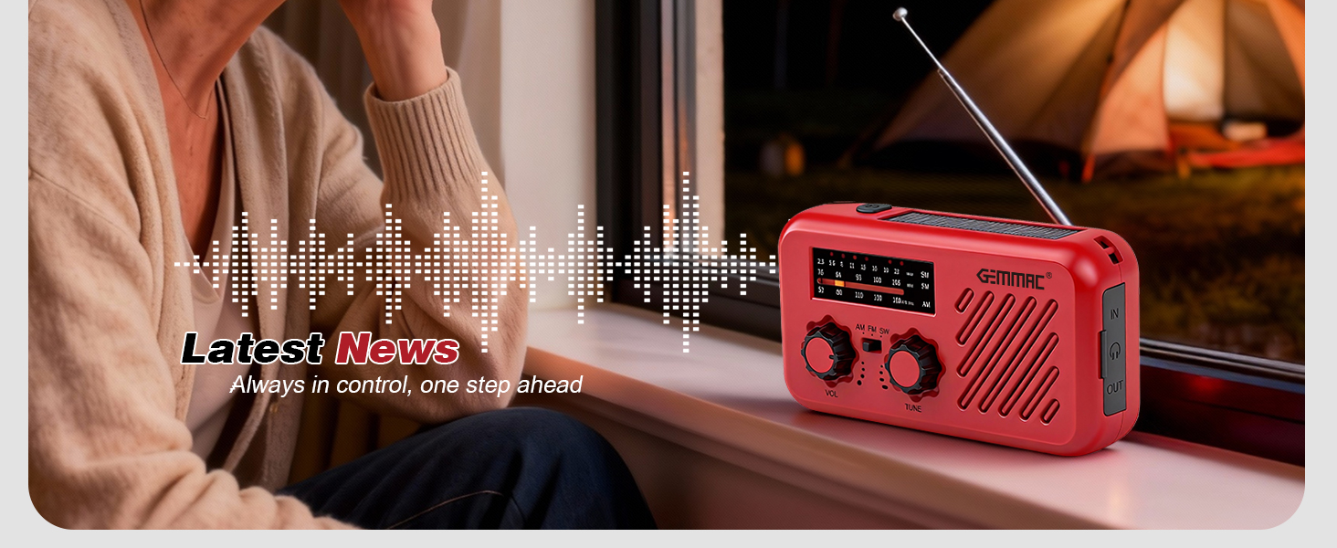 Радіоприймач Kurbelradio з навушниками, AM/FM/SW, сонячне аварійне радіо, 2000mAh Power Bank, радіо на батарейках, будівельне радіо з всесвітнім приймачем, ліхтарик SOS для аварійного обладнання 297-Red