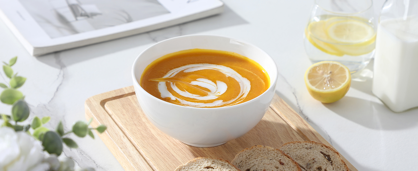 Набір мисок MALACASA, 8 шт., 420 мл, порцеляна. Ідеально для супу, салату, десерту, рамену та фруктів. Розмір 12,8x12,8x6,5 см