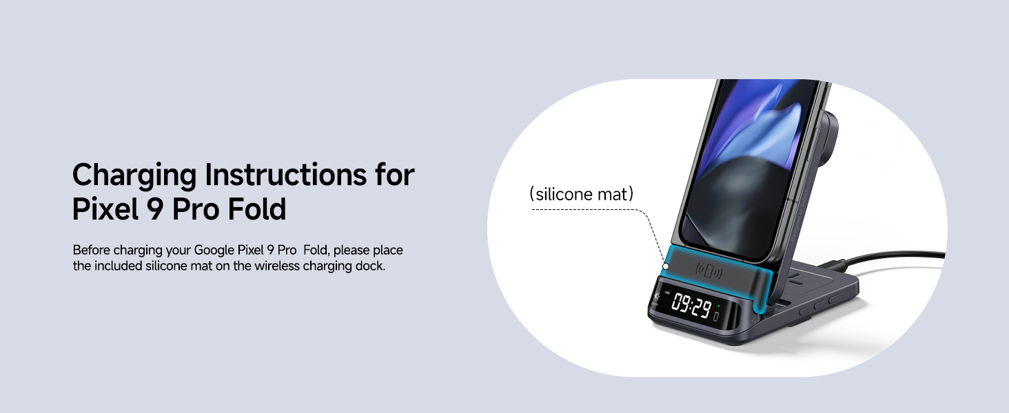 Бездротова зарядка SwanScout для Google Pixel 9 Pro Fold/9a/9/Fold/8/7/6, Pixel Watch 3/2, Fitbit Versa 4/3 (708G2, без адаптера)