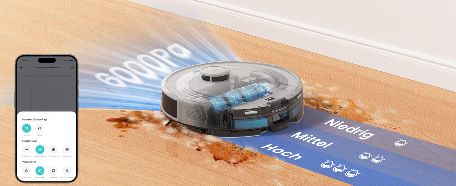 Робот-пилосос LEFANT M2 Pro з автоматичною системою викачування пилу, лазерною навігацією та картографією, індивідуальним налаштуванням, уникненням перешкод, ідеальний для видалення шерсті тварин. Білий/Сірий