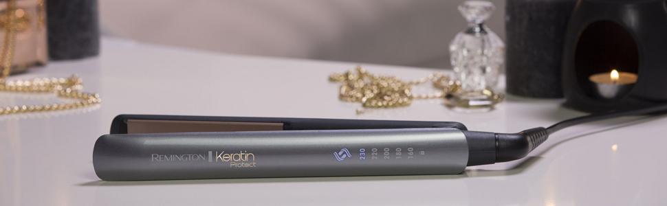 Випрямляч для волосся Remington S8540 Keratin Protect: керамічне покриття з кератином та мигдалевою олією, LCD-дисплей, 10 температурних режимів (150-230°C), 110 мм, чорний