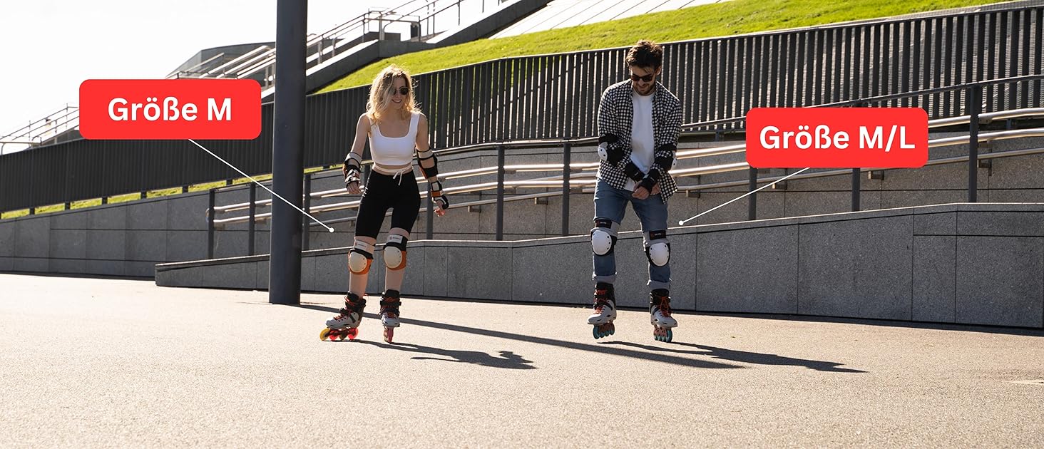 Захисний комплект SKATEWIZ для роликів для дорослих і підлітків, 6 предметів, неопренові наколінники з фіксацією, німецький бренд