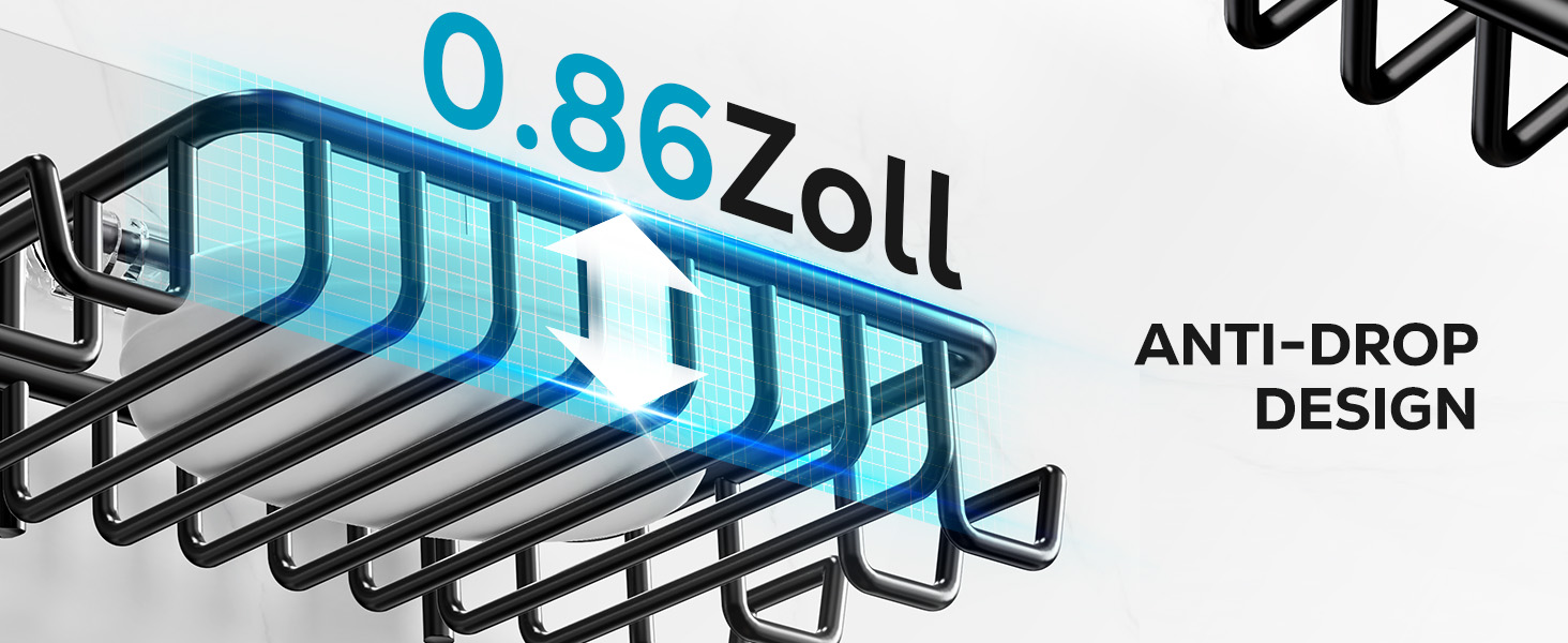 Тримач для мила з нержавіючої сталі з 4 гачками та зливом, самоклеючий, для душу та ванної кімнати (Чорний)