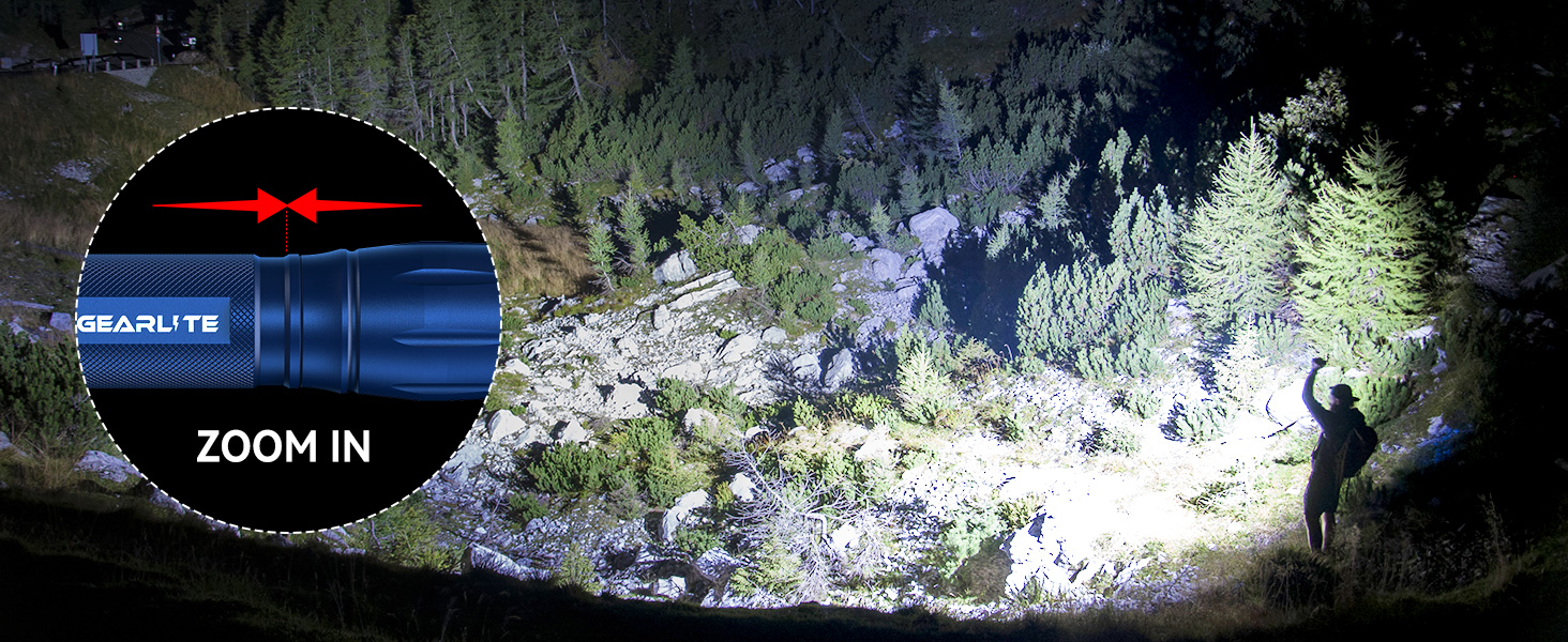 LED ліхтарик Gearlite 2 шт., 2000 люмен, 5 режимів, IP65, водонепроникний, для кемпінгу, туризму, дітей, невідкладних ситуацій (блакитний)