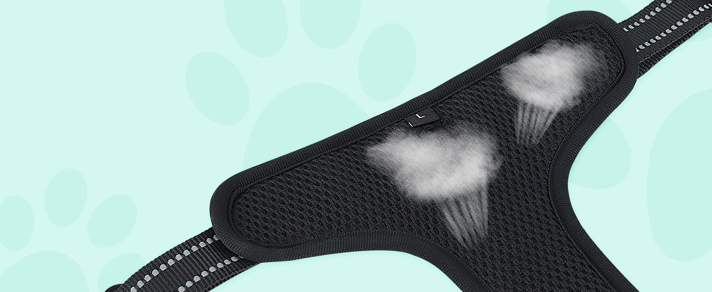 Нашийник для собак Joytale середнього розміру, світловідбиваючий, дихаючий, регульований з ручкою для тренувань, M (XL, 1 шт), блакитний