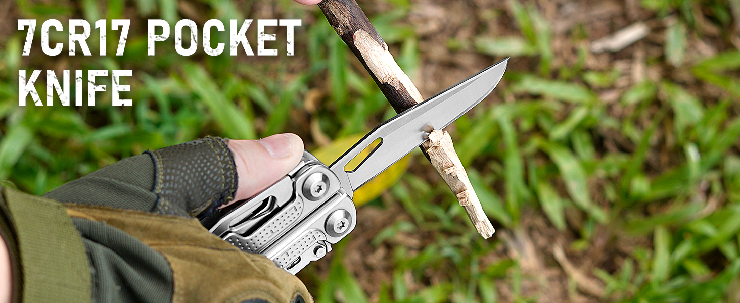 BiBURY Stainless Steel Multitool - Folding Pliers with Screwdriver & Shears - Camping, Hiking & Outdoor Gift for Men
