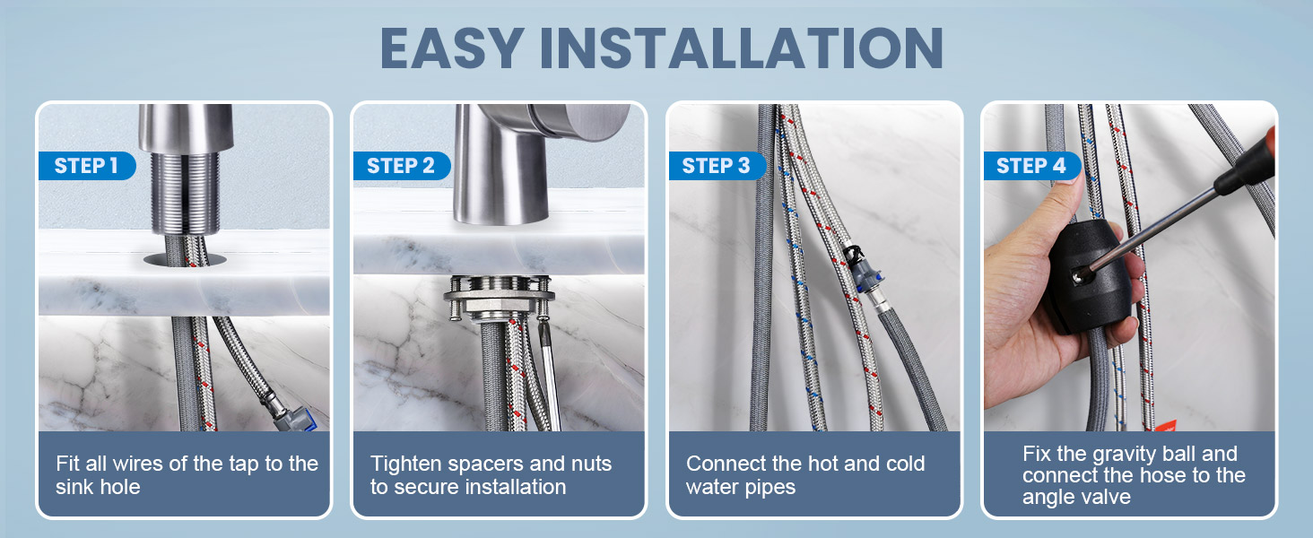 Змішувач кухонний iVIGA висувний з дозатором, водоспад, 360° поворот, 3 режими, щітене нікель