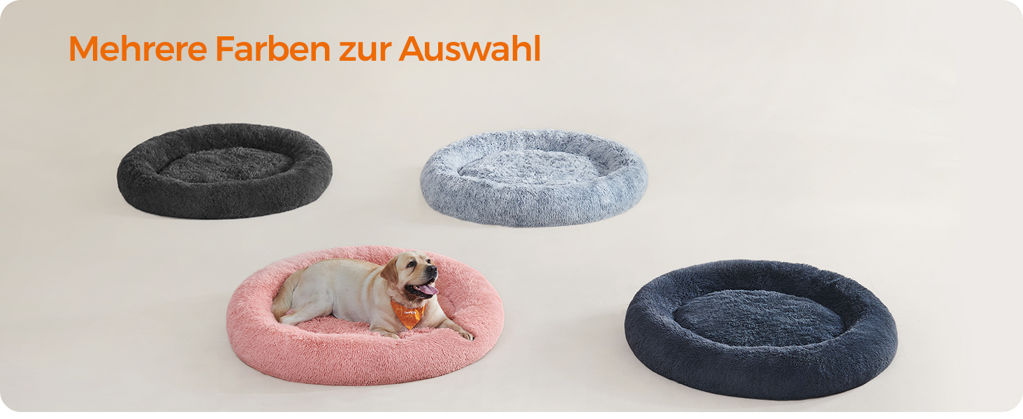 Кругле ліжко для собак та котів Feandrea, м'яке, з подушкою, 120 см, темно-сірий