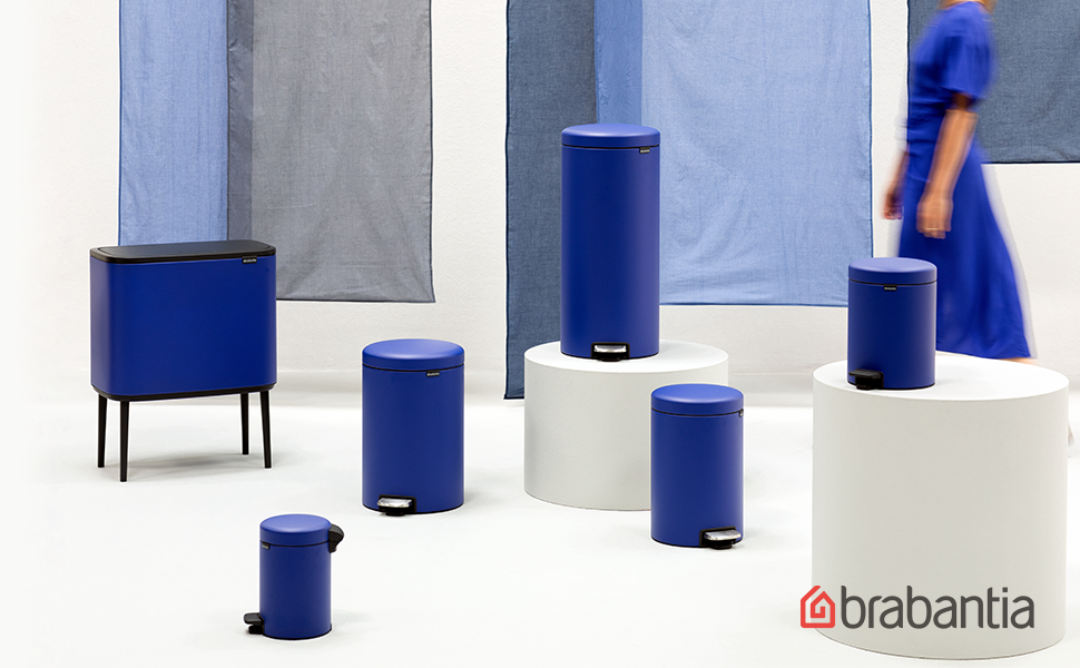 Сміттєвий відер Brabantia Bo Touch Bin 36 л, металевий, з двома внутрішніми відрами (11 л + 23 л), Mineral Powerful Blue, 54 x 32 x 68 см