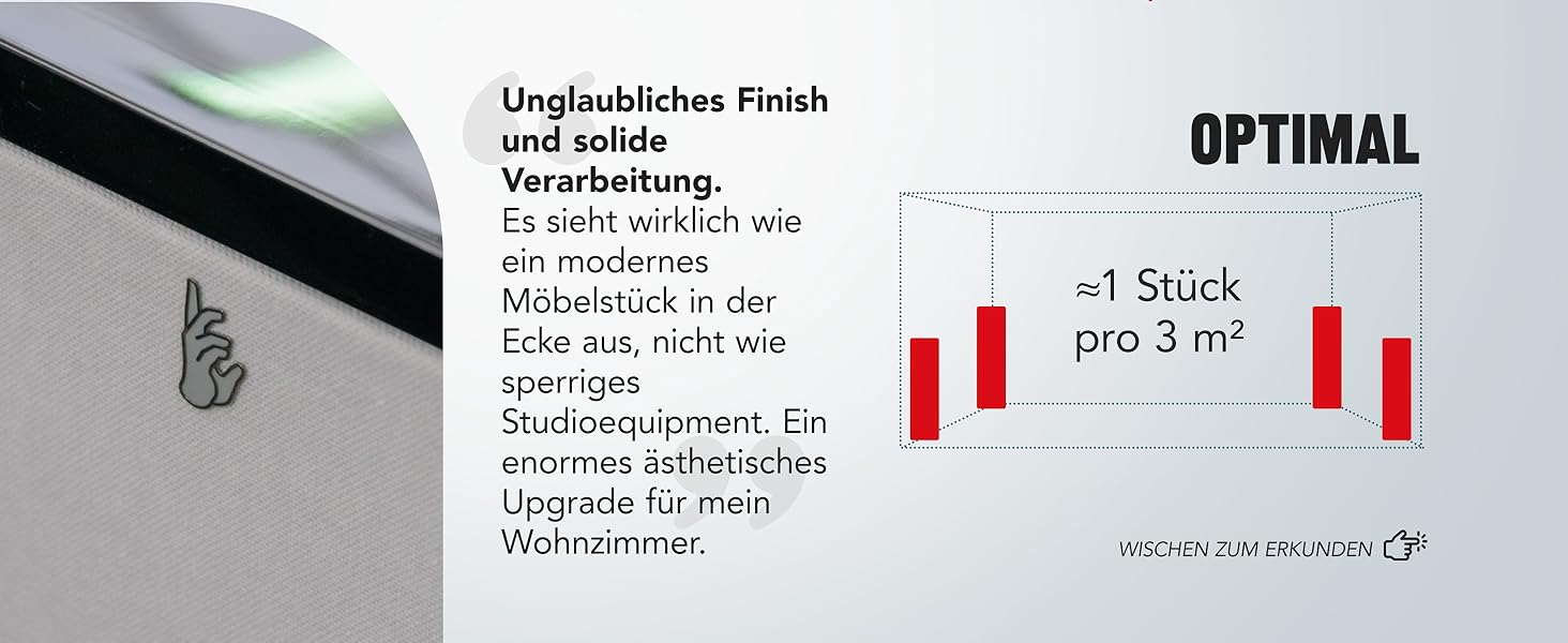 Кутова басова пастка Addictive Sound Bassfalle Ecke Premium, акустична панель для поглинання низьких частот (80-2000 Гц), антрацит, 100 см