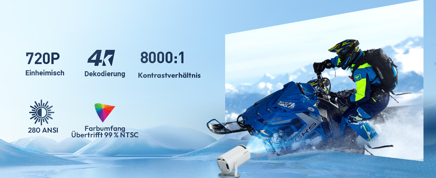 Портативний проєктор Xgody Gimbal 3 New: 12000 Люмен, Android 11.0, WiFi 6, Bluetooth, Auto Keystone, 720P HD (Підтримка 4K 1080P)