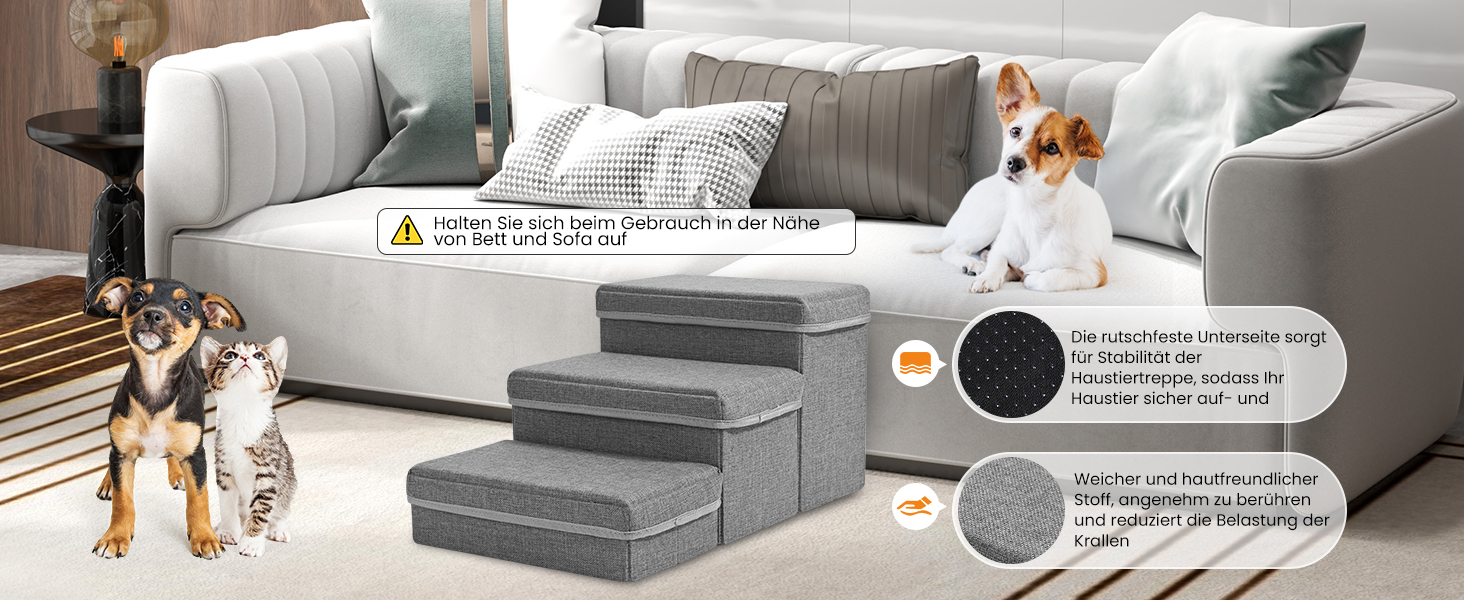 Сходинки для собак Sunowl, 2-ступеневі складні, широкі, з місцем для зберігання, для маленьких собак та котів, м'яка, неслизька поверхня