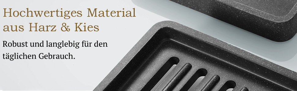 Підставка для мила Luxspire з двошаровим покриттям, чорний колір, з текстурою гальки, швидковисихаюча, для кухні, ванної кімнати, душу