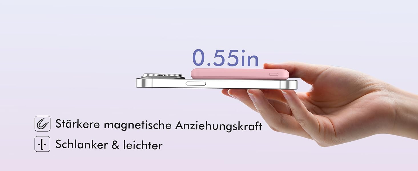 Power Bank MagSafe 5000mAh для iPhone (Рожевий): Швидка зарядка 20W, Type-C, сумісний з iPhone 17/16/15/14/13/12