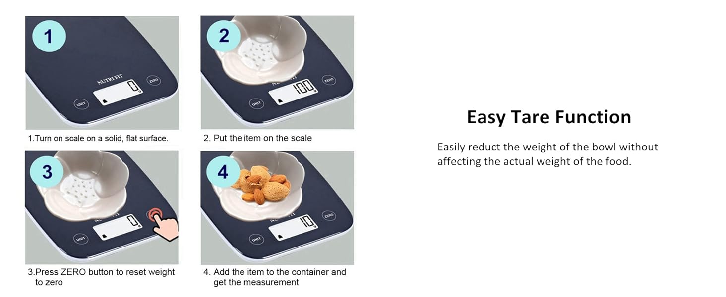 Кухонні ваги Nutri Fit: цифрова вага з нержавіючої сталі, ультраплоска, LCD-дисплей, 5 кг, 4 одиниці вимірювання