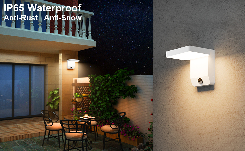 LED вуличне освітлення K-Bright 20W з датчиком руху, IP65, для балкона та саду (білий)