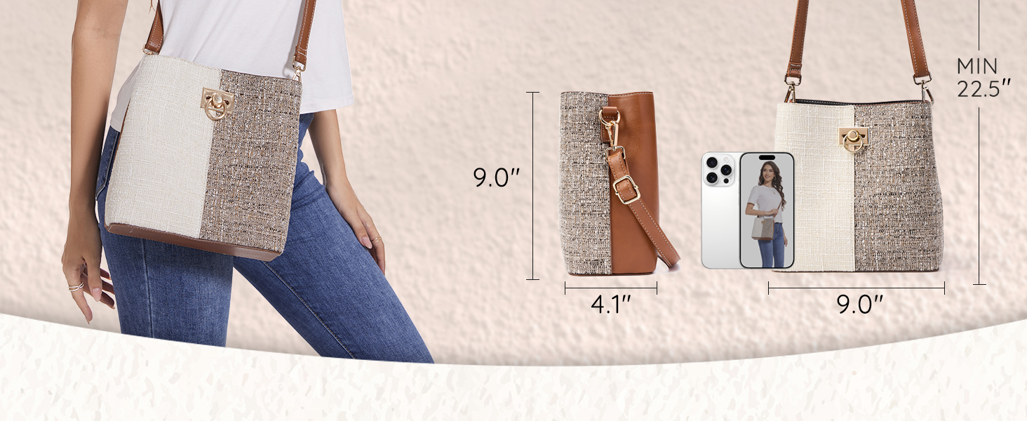 Сумка жіноча KALIDI Fancy Forest через плече з натуральної шкіри бежево-коричнева, стильна кросбоді сумка з регульованим ремінцем