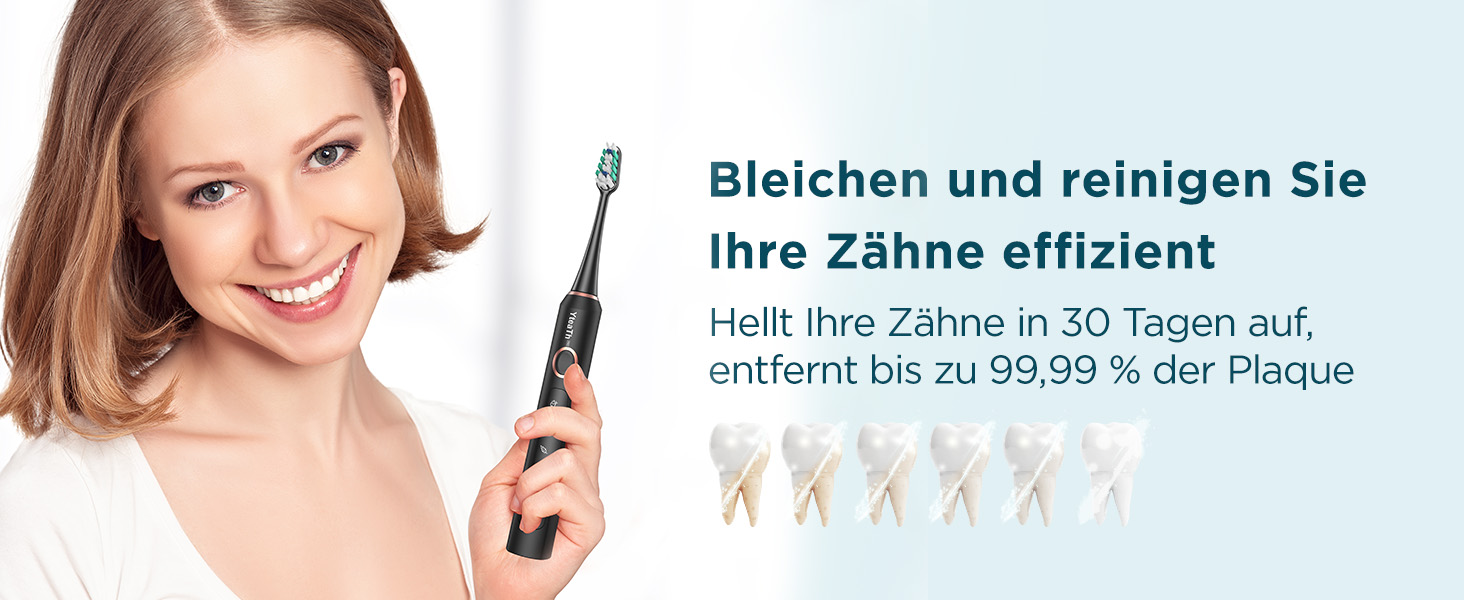 Електрична зубна щітка звукового типу для дорослих та дітей з 8 насадок та 5 режимами. 90 днів роботи від акумулятора, таймер 2 хвилини, чохол для подорожей