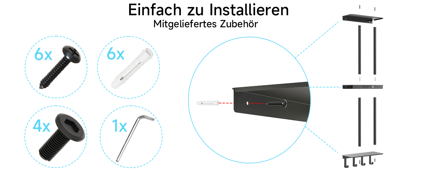 Чорний триярусний тримач для рушників з металевою полицею та 4 гачками, 86 см