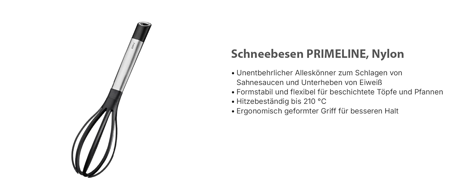 Віночок кухонний GEFU PRIMELINE, нейлон, спіральний, чорний 29.5 см - для антипригарного посуду