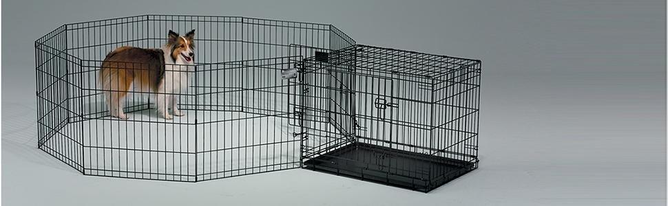 Клітка-загон для собак Midwest Homes for Pets 550-36DR, 157x157x91 см, чорна емаль, з дверцятами