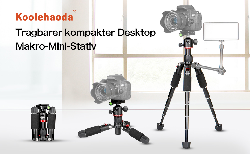 Колехаода Міні-штатив для макрозйомки 46 см з кульковою головкою 360° та двома платформами 1/4' для DSLR камер, до 6 кг TMQ-255S