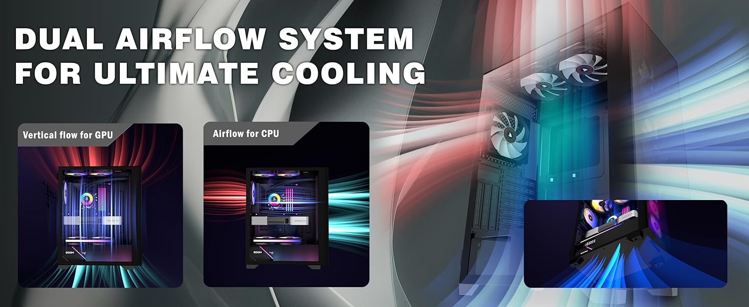 Корпус ПК KEDIERS H05: Ігрова Mid-Tower з 6 вентиляторами ARGB та скляною панеллю