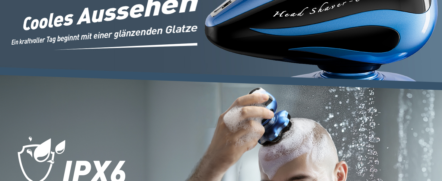 Електричний триммер для гоління голови FitSan 7D, знімний триммер для обличчя, IPX7 вологостійкий, LED-дисплей, USB-C зарядка, чорний