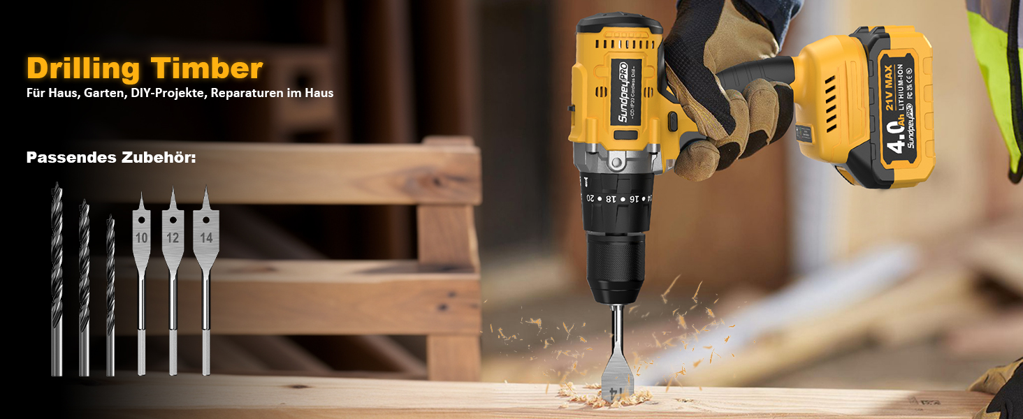 Акумуляторний ударний дриль-шуруповерт 21V - 120Nm безщітковий, комплект з 2 акумуляторами 4Ah, 20+3 ступені крутного моменту, патрон 13 мм, 2 швидкості, 35-елементний набір аксесуарів