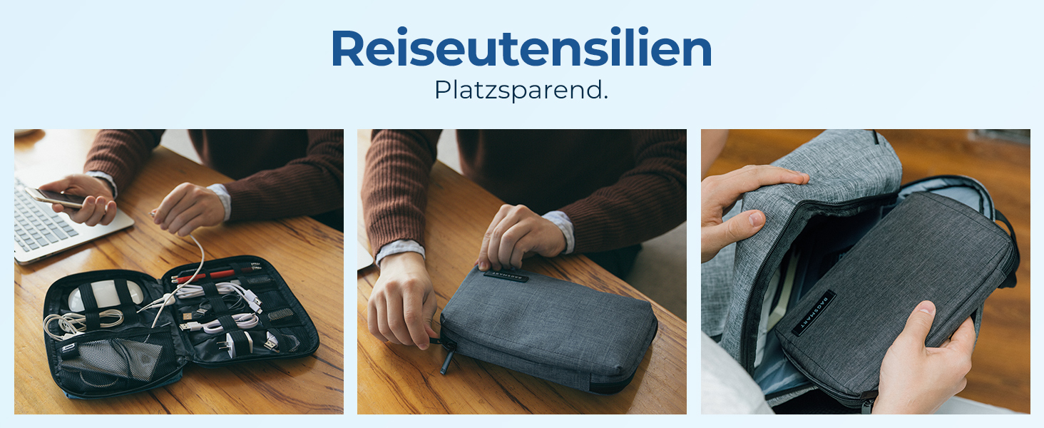 Органайзер для електроніки Bagsmart: чохол для кабелів, powerbank, USB-накопичувачів, SD-карт (рожевий/сірий)