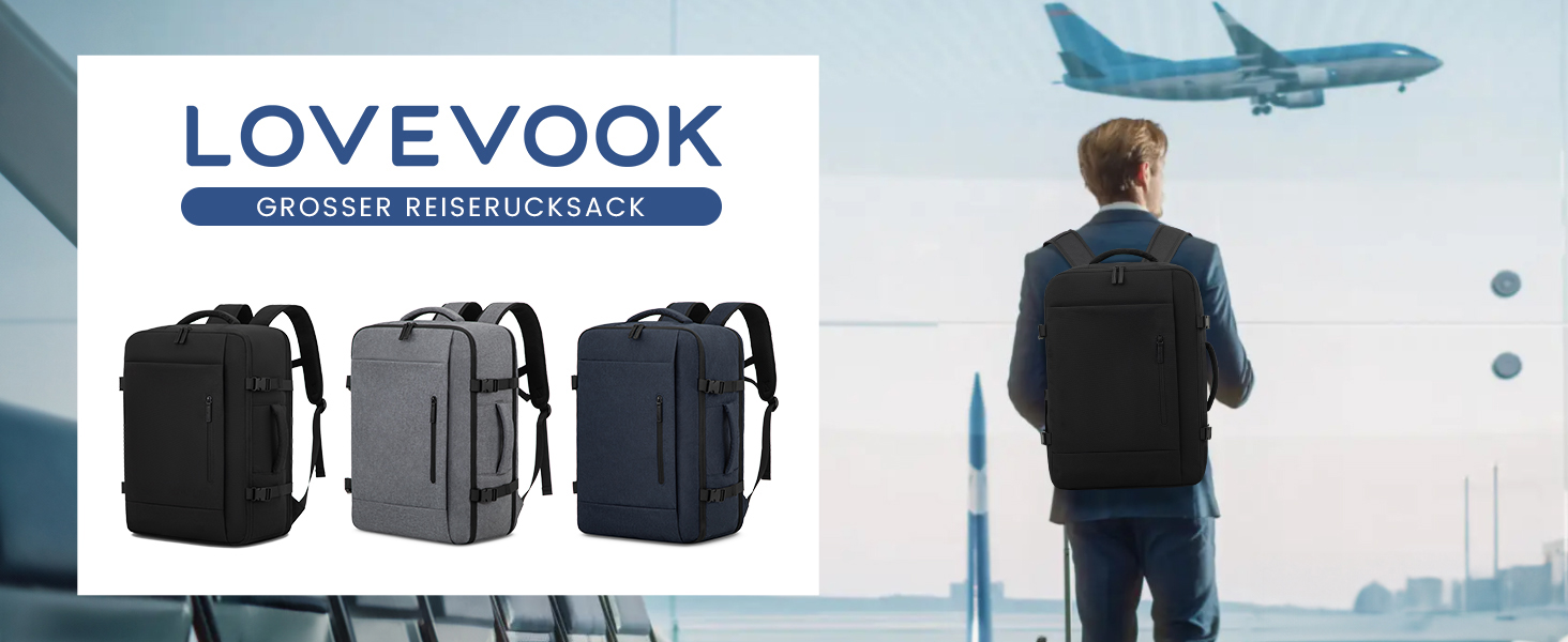 LOVEVOOK Рюкзак-валіза для ручної поклажі, 40L, для ноутбука 17,3
