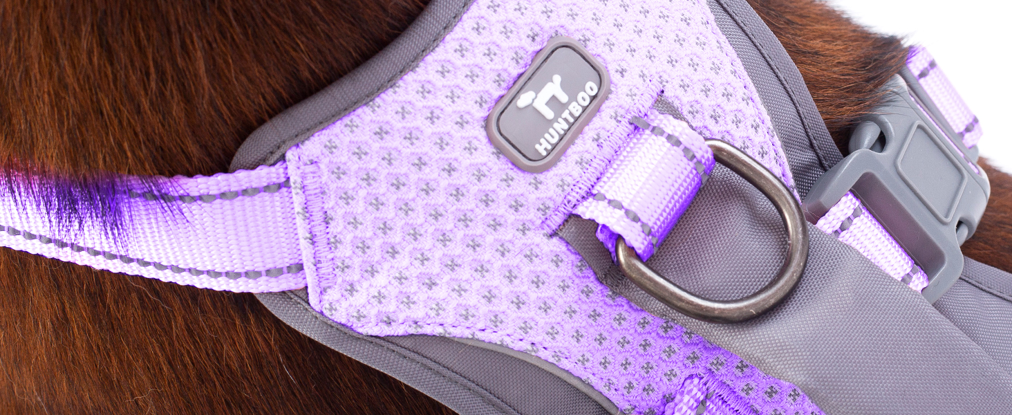 Шлейка безпеки для собак Huntboo, анти-втеча, для панічних собак, з ручкою, регульована, для маленьких, середніх та великих собак (лавандовий, M)