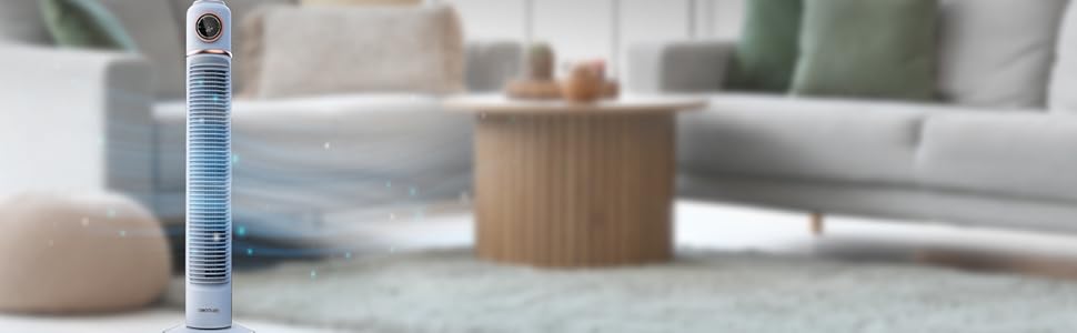 Вентилятор Cecotec EnergySilence 1090 Skyline Retro Smart Green - 81 см, 40 Вт, LED дисплей, дистанційне керування, 3 швидкості, 3 режими, таймер 12 годин, осциляція 72º, зелено-блакитний