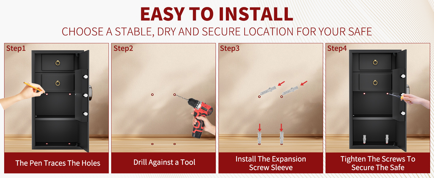 KABISAFE 45L - сейф для дому з електронним замком, світлом та ключем, 45 літрів