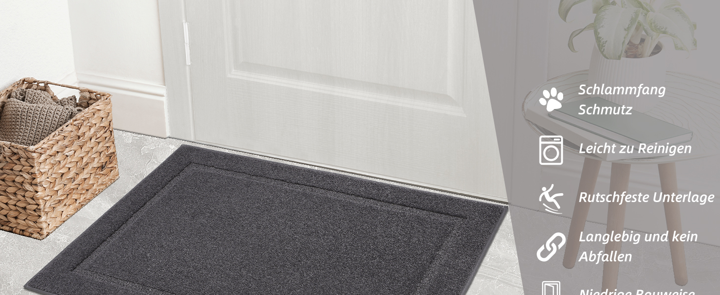 Килимок для дому BEQHAUSE 80x120 см, сірий - для входу, коридору, передні/задні двері, миється