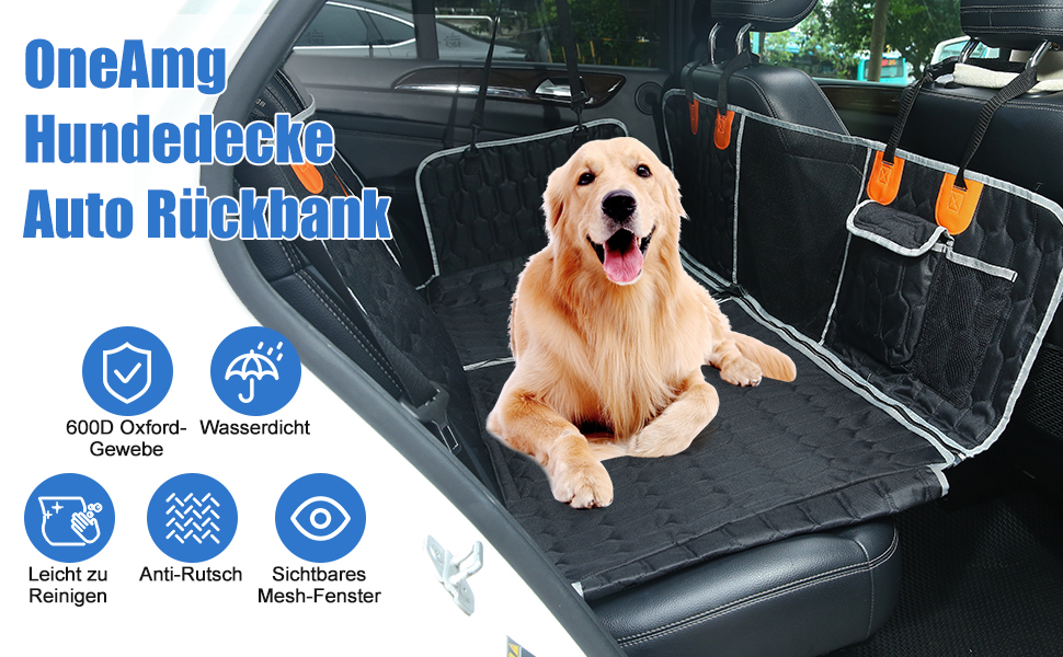 Автомобільна підстилка для собак OneAmg - захист заднього сидіння, з вікном, боковими бар'єрами, кріпленням для безпеки, чорна або сіра, 130 x 139 см