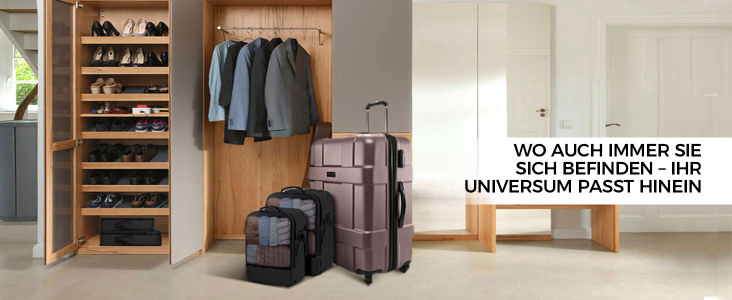 Набір кубиків для пакування багажу BAGLHER - Органайзери для подорожей, водонепроникні, чорні