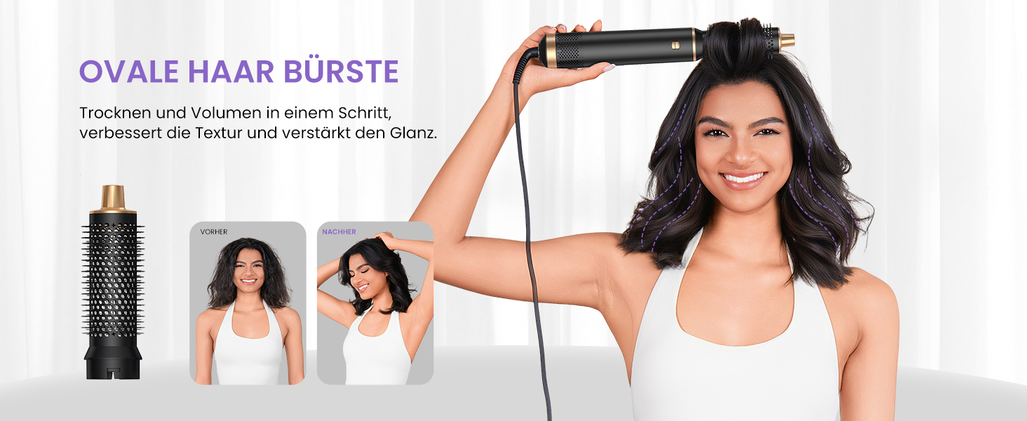 Мультистайлер для волосся 5 в 1 MogaWave Airstyler Airbrush Pro 1000W: фен-щітка, плойка та об'ємний стайлер з іонізацією, чорний