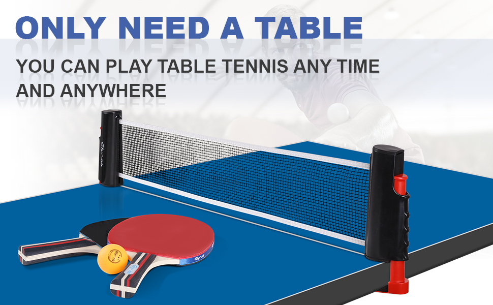 Набір для пінг-понгу Glymnis: портативний, з мережею, ракетками та м'ячами (3 зірки)