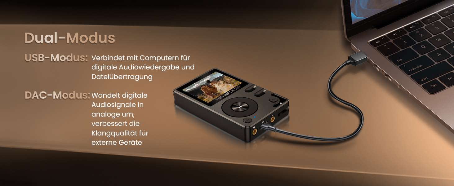 HIFI Walker H2: MP3-плеєр Hi-Res 128GB з Bluetooth 5.2, DSD DAC, підтримкою FLAC та розширенням до 512GB