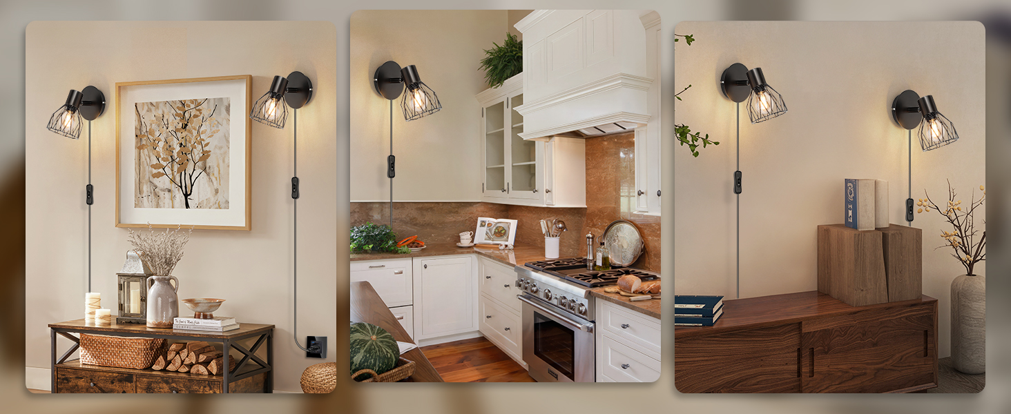 LED-стінні світильники Kimjo з акумулятором, диммування, поворотні, з таймером, E14, 2 шт. (чорний)