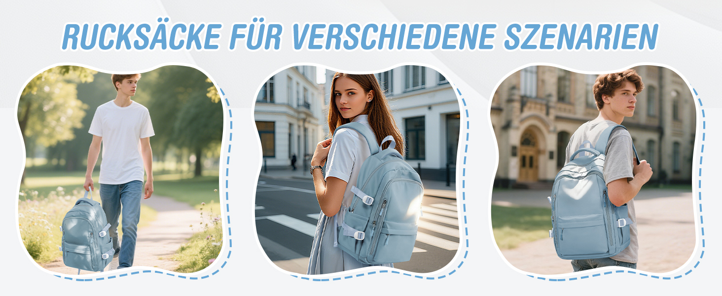 Шкільний рюкзак HYC00 для дівчаток та хлопчиків-підлітків, водонепроникний, з відділенням для 14-дюймового ноутбука, casual, для подорожей та навчання, M4-зелений (M7-світло-блакитний)