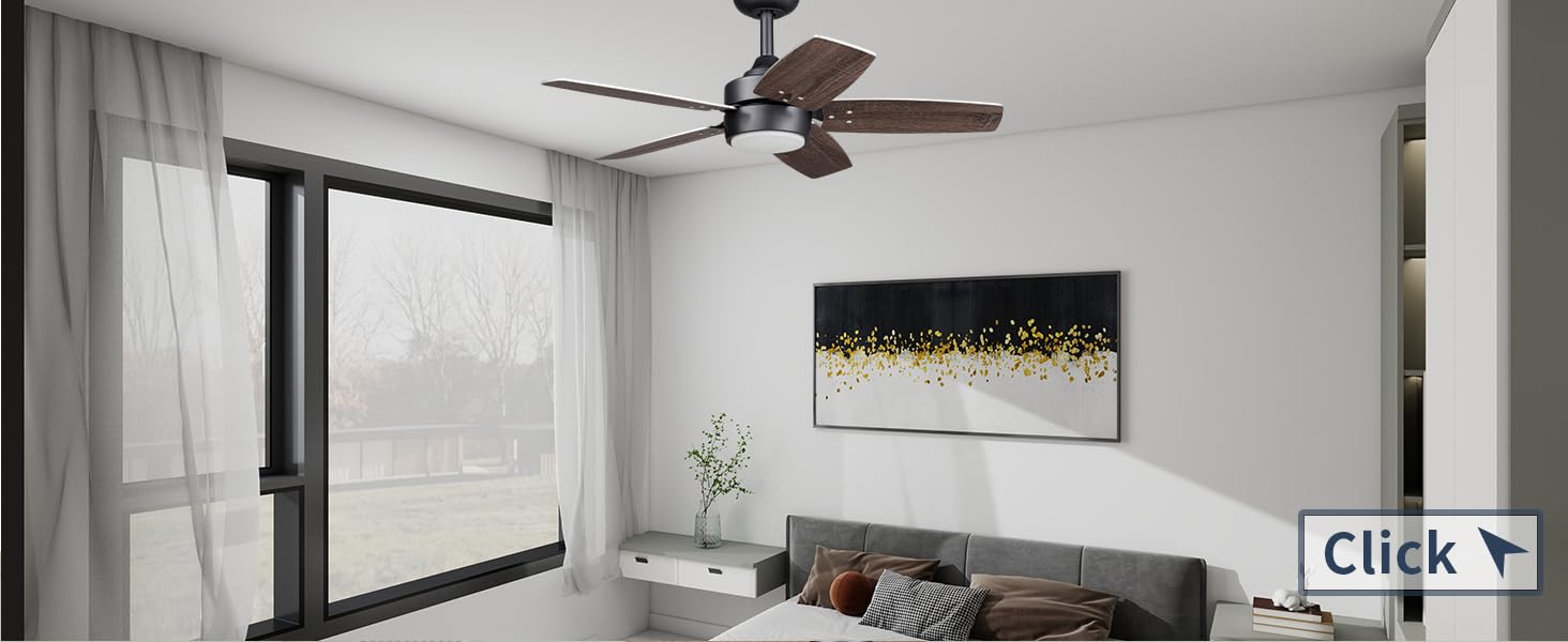 Стеляний вентилятор для маленьких кімнат: сучасний вентилятор з регульованою яскравістю, пультом дистанційного керування, реверсивним двигуном, 6 швидкостей, тихий, 230V (Бронза+волоський горіх, 91 см)